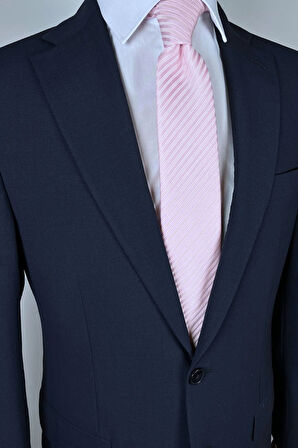 İnce Çizgili 8 Cm Genişliğinde Pembe Kravat