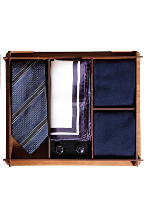 Ahşap Hediye Kutulu Ipek Kravat Ipek Mendil Metal Kol Düğmesi Bambu Çoraplı Erkek Hediye Seti