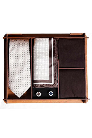 Ahşap Hediye Kutulu Ipek Kravat Ipek Mendil Metal Kol Düğmesi Bambu Çoraplı Erkek Hediye Seti