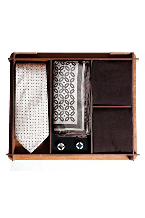 Ahşap Hediye Kutulu Ipek Kravat Ipek Mendil Metal Kol Düğmesi Bambu Çoraplı Erkek Hediye Seti