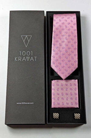 Mendilli Kravat Ve Kol Düğmeli Erkek Hediye Seti