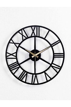 Roma Rakamlı Metal Siyah Duvar Saati 1,5 Mm Kalınlık 50x50 Cm