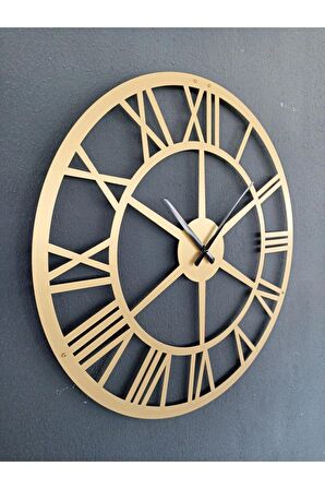 Roma Rakamlı Metal Gold - Altın Duvar Saati 1,5 Mm Kalınlık 50 X 50 Cm