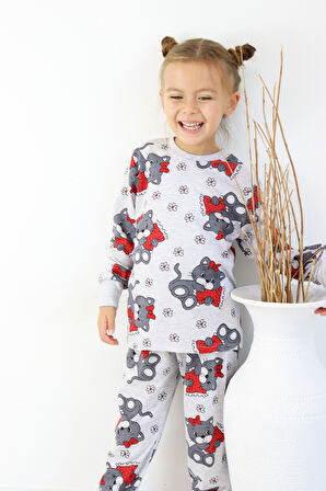 Kız Çocuk Baskılı İnce Basic Pijama Takımı