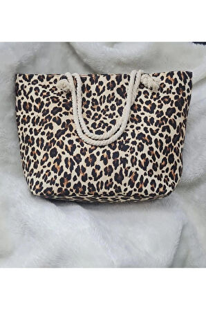 Plaj Çantası Leopar Desenli 38x50 Cm