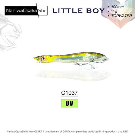 NANIWAOSAKASHI LITTLE BOY 100MM 11GR TOPWATER C1037 SAHTE BALIK