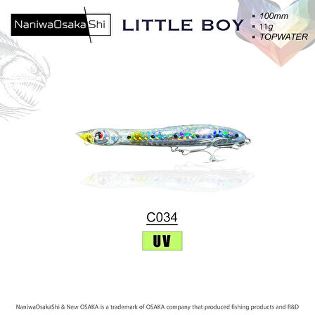 NANIWAOSAKASHI LITTLE BOY 100MM 11GR TOPWATER C034