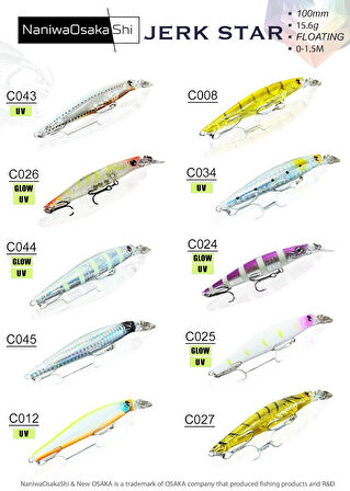 NANIWAOSAKASHI JERKSTAR 100MM 15.6G COLOR:C025