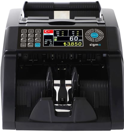 Sigma SC 8520 TL, Euro Karışık, Dolar ve GBP Adet Sayım Sahte Kontrollü Ofis Tipi Para Sayma Makinesi