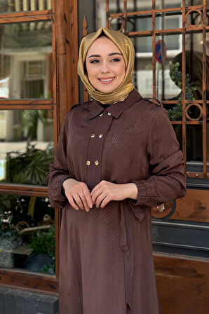 FUAT GÜRŞEN Elbise 25Y-3113 Kahve