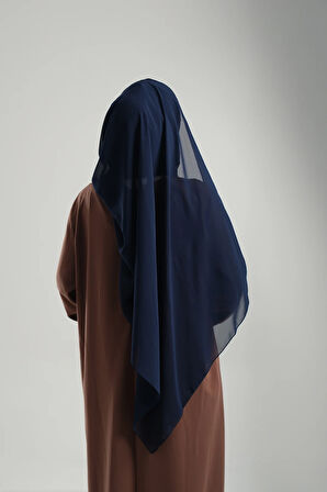 Lacivert Pratik Hazır Geçmeli Bone Şal Şifon Geçmeli Tek Bantlı Çapraz 1455_02