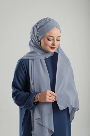 Gri Pratik Hazır Geçmeli Bone Şal Şifon Geçmeli Tek Bantlı Çapraz 1455_15