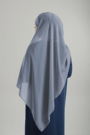 Gri Pratik Hazır Geçmeli Bone Şal Şifon Geçmeli Tek Bantlı Çapraz 1455_15