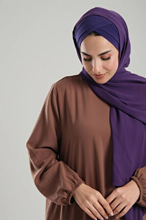Mor Pratik Hazır Geçmeli Bone Şal Şifon Geçmeli İki Bantlı Çapraz 1460_22