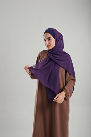Mor Pratik Hazır Geçmeli Bone Şal Şifon Geçmeli İki Bantlı Çapraz 1460_22