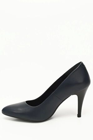 MTD KADIN LACİVERT SİVRİ BURUN İNCE TOPUKLU HAKİKİ DERİ STİLETTO