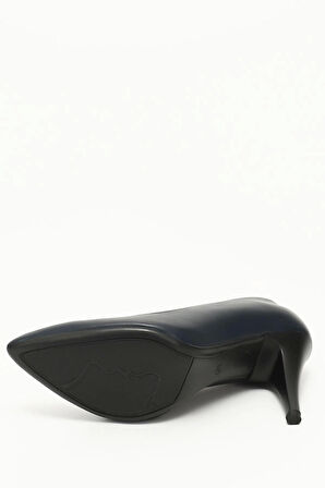 MTD KADIN LACİVERT SİVRİ BURUN İNCE TOPUKLU HAKİKİ DERİ STİLETTO