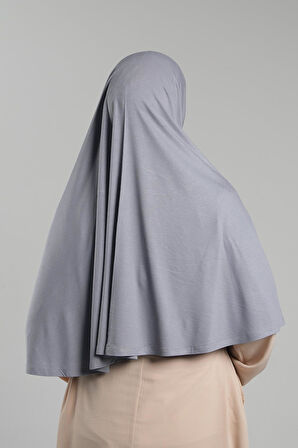 Gri Pratik Hazır Geçmeli Tesettür Eşarp Viskon Pratik Namaz Örtüsü 2201_15