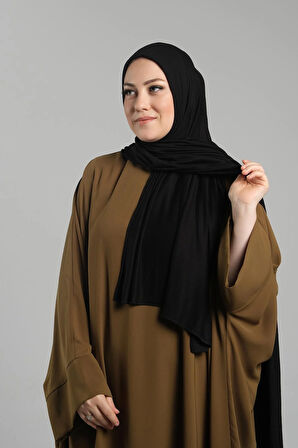 Siyah Pratik Hazır Geçmeli Şal Viskon Önü Süngerli Penye Şal 2202_01