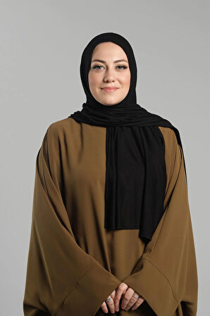 Siyah Pratik Hazır Geçmeli Şal Viskon Önü Süngerli Penye Şal 2202_01