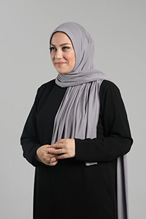 Gri Pratik Hazır Geçmeli Şal Viskon Önü Süngerli Penye Şal 2202_15