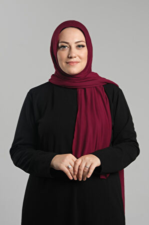 Bordo Pratik Hazır Geçmeli Şal Viskon Önü Süngerli Penye Şal 2202_16