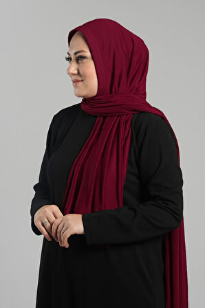 Bordo Pratik Hazır Geçmeli Şal Viskon Önü Süngerli Penye Şal 2202_16