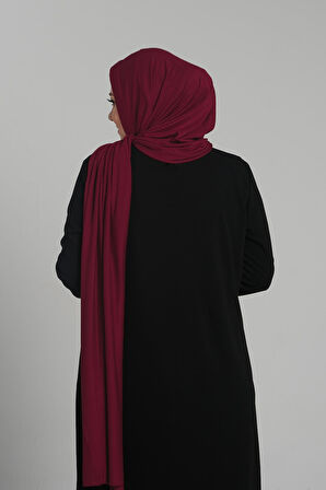 Bordo Pratik Hazır Geçmeli Şal Viskon Önü Süngerli Penye Şal 2202_16