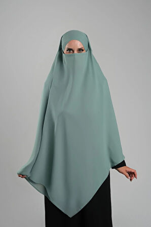 Mint Yeşili Pratik Hazır Geçmeli Tesettür Eşarp Krep Bağcıklı Sufle Hijab 2313_13