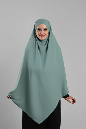 Mint Yeşili Pratik Hazır Geçmeli Tesettür Eşarp Krep Bağcıklı Sufle Hijab 2313_13