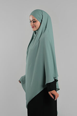 Mint Yeşili Pratik Hazır Geçmeli Tesettür Eşarp Krep Bağcıklı Sufle Hijab 2313_13