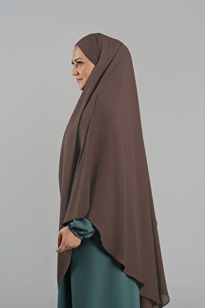 Kahve Pratik Hazır Geçmeli Tesettür Eşarp Krep Bağcıklı Sufle Hijab 2313_14