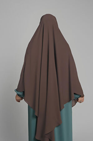 Kahve Pratik Hazır Geçmeli Tesettür Eşarp Krep Bağcıklı Sufle Hijab 2313_14