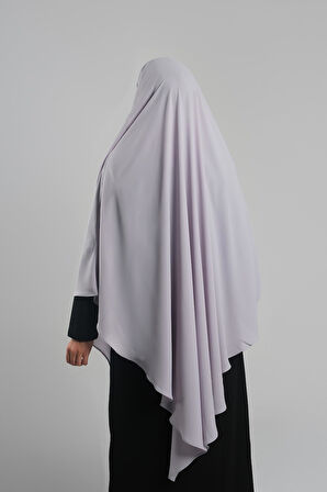 Gri Pratik Hazır Geçmeli Tesettür Eşarp Krep Bağcıklı Sufle Hijab 2313_15