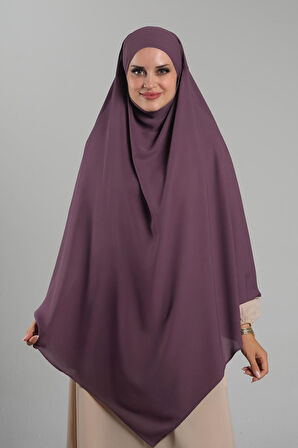Mor Pratik Hazır Geçmeli Tesettür Eşarp Krep Bağcıklı Sufle Hijab 2313_22