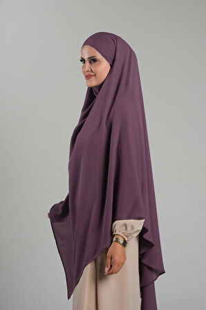 Mor Pratik Hazır Geçmeli Tesettür Eşarp Krep Bağcıklı Sufle Hijab 2313_22