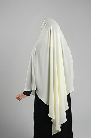 Ekru Pratik Hazır Geçmeli Tesettür Eşarp Krep Bağcıklı Sufle Hijab 2313_27