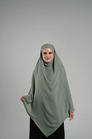 Yağ Yeşili Pratik Hazır Geçmeli Tesettür Eşarp Krep Bağcıklı Sufle Hijab 2313_36