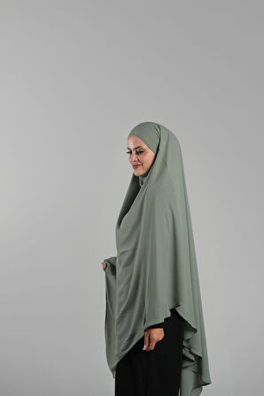 Yağ Yeşili Pratik Hazır Geçmeli Tesettür Eşarp Krep Bağcıklı Sufle Hijab 2313_36