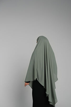 Yağ Yeşili Pratik Hazır Geçmeli Tesettür Eşarp Krep Bağcıklı Sufle Hijab 2313_36