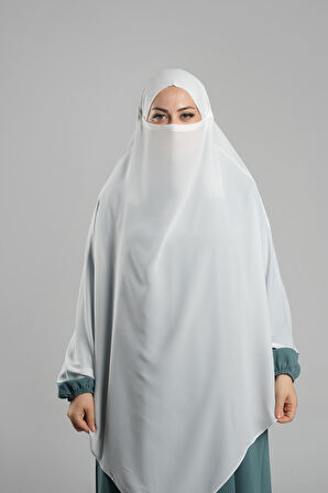 Krem Pratik Hazır Geçmeli Tesettür Eşarp Krep Bağcıklı Çift Katlı Sufle Hijab 2314_40