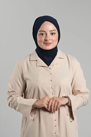 Lacivert Pratik Hazır Geçmeli Tesettür Eşarp Sandy Arkadan Çıtçıtlı Piliseli Hijab 2406_02