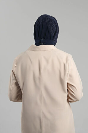 Lacivert Pratik Hazır Geçmeli Tesettür Eşarp Sandy Arkadan Çıtçıtlı Piliseli Hijab 2406_02