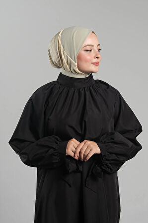 Bej Pratik Hazır Geçmeli Tesettür Eşarp Sandy Arkadan Çıtçıtlı Piliseli Hijab 2406_12