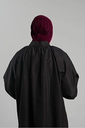 Bordo Pratik Hazır Geçmeli Tesettür Eşarp Sandy Arkadan Çıtçıtlı Piliseli Hijab 2406_16