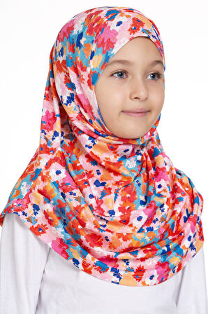 Pembe Pratik Hazır Geçmeli Genç Tesettür Bone Jakar Desenli Pileli Kendinden Boneli 2407_04