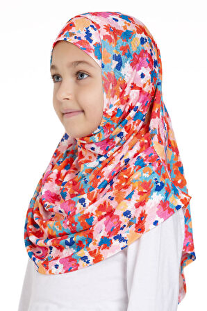 Pembe Pratik Hazır Geçmeli Genç Tesettür Bone Jakar Desenli Pileli Kendinden Boneli 2407_04