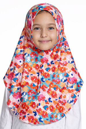 Pembe Pratik Hazır Geçmeli Genç Tesettür Bone Jakar Desenli Hijab 2408_04
