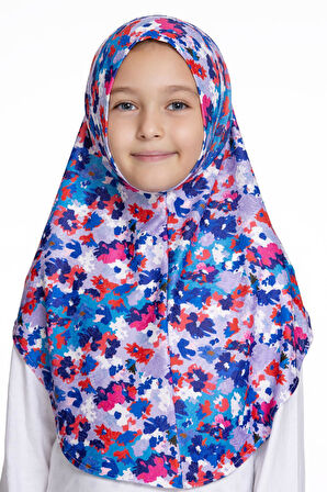 İndigo Pratik Hazır Geçmeli Genç Tesettür Bone Jakar Desenli Hijab 2408_24