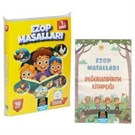 1. Sınıf Okuma Seti Ezop Masalları 10 Kitap + Değerlendirme Kitapçığı İlaveli